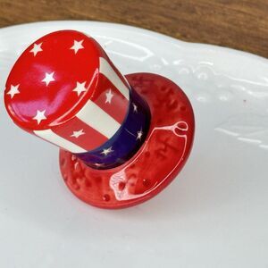 RARE Nora Fleming “Home of the Free” Uncle Sam Hat Mini NF / Dots Embossed